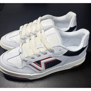 New Vans Upland White With Black & Red Trim Sneaker Shoes M Sz‎ 8 W Sz 9.5